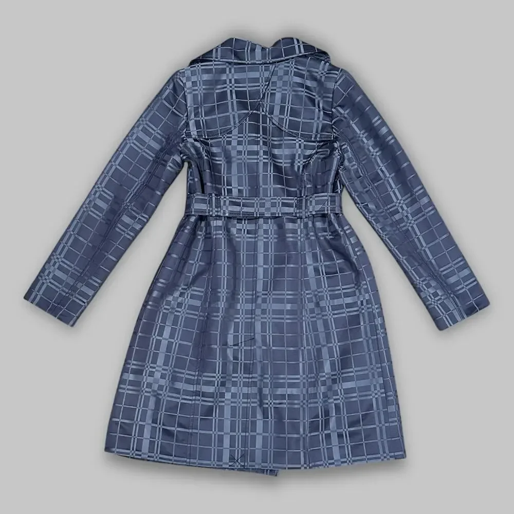 Mossimo Black Plaid Belted Trench Coat – Women’s Medium - Picture 2 of 6